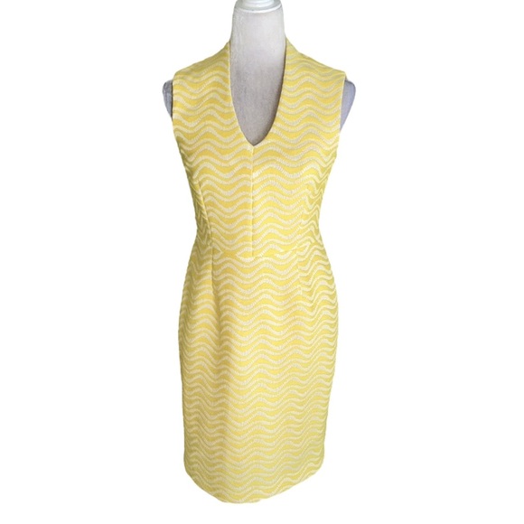 Albert Nipon Vintage Yellow White Wavy Striped 2 Piece Set Blazer Dress - 4 - Picture 6 of 16